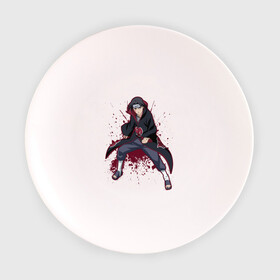 Тарелка 3D с принтом Итачи Учиха (пятно краски) в Курске, фарфор | диаметр - 210 мм
диаметр для нанесения принта - 120 мм | Тематика изображения на принте: дзютсу | итачи | кровь | шаринган
