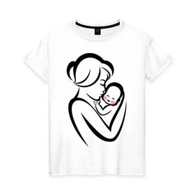Женская футболка хлопок с принтом Лучшая мама на свете в Курске, 100% хлопок | прямой крой, круглый вырез горловины, длина до линии бедер, слегка спущенное плечо | лучшая мама | ребенок