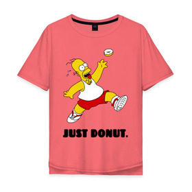 Мужская футболка хлопок Oversize с принтом Гомер Симпсон - Только пончик в Курске, 100% хлопок | свободный крой, круглый ворот, “спинка” длиннее передней части | гомер