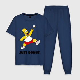 Мужская пижама хлопок с принтом Гомер Симпсон - Только пончик в Курске, 100% хлопок | брюки и футболка прямого кроя, без карманов, на брюках мягкая резинка на поясе и по низу штанин
 | гомер