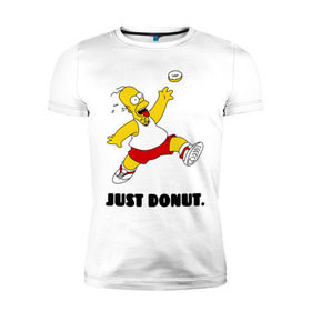 Мужская футболка премиум с принтом Гомер Симпсон - Только пончик в Курске, 92% хлопок, 8% лайкра | приталенный силуэт, круглый вырез ворота, длина до линии бедра, короткий рукав | Тематика изображения на принте: гомер