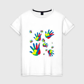Женская футболка хлопок с принтом Отпечатки пальцев в Курске, 100% хлопок | прямой крой, круглый вырез горловины, длина до линии бедер, слегка спущенное плечо | 