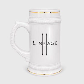 Кружка пивная с принтом Lineage logo в Курске,  керамика (Материал выдерживает высокую температуру, стоит избегать резкого перепада температур) |  объем 630 мл | lineage | logo | игра | логотип