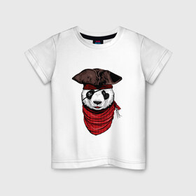 Детская футболка хлопок с принтом Мишка-пират в Курске, 100% хлопок | круглый вырез горловины, полуприлегающий силуэт, длина до линии бедер | 