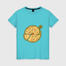 Женская футболка хлопок с принтом Виниловая пицца в Курске, 100% хлопок | прямой крой, круглый вырез горловины, длина до линии бедер, слегка спущенное плечо | 