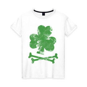 Женская футболка хлопок с принтом Клевер в Курске, 100% хлопок | прямой крой, круглый вырез горловины, длина до линии бедер, слегка спущенное плечо | st. patrick day | горшок золота | день святого патрика | зеленый | ирландия | клевер | лепрекон | праздники | радуга | трилистник