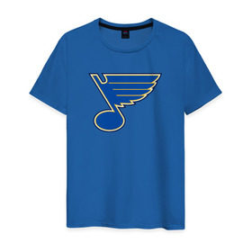 Мужская футболка хлопок с принтом St. Louis Blues в Курске, 100% хлопок | прямой крой, круглый вырез горловины, длина до линии бедер, слегка спущенное плечо. | Тематика изображения на принте: st. louis blues tarasenko | нхл
