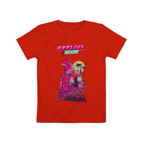 Детская футболка хлопок с принтом Hotline Miami в Курске, 100% хлопок | круглый вырез горловины, полуприлегающий силуэт, длина до линии бедер | hotline miami