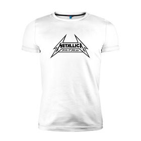 Мужская футболка премиум с принтом Metallica logo в Курске, 92% хлопок, 8% лайкра | приталенный силуэт, круглый вырез ворота, длина до линии бедра, короткий рукав | металлика