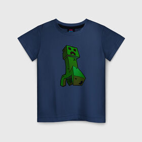 Детская футболка хлопок с принтом Minecraft крипер в Курске, 100% хлопок | круглый вырез горловины, полуприлегающий силуэт, длина до линии бедер | крипер