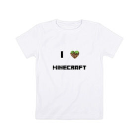 Детская футболка хлопок с принтом Minecraft сердце в Курске, 100% хлопок | круглый вырез горловины, полуприлегающий силуэт, длина до линии бедер | 