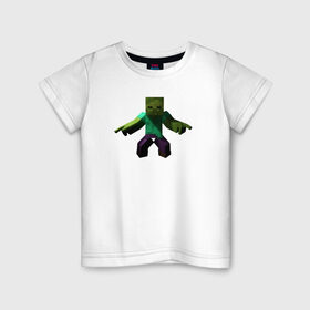 Детская футболка хлопок с принтом Minecraft зомби в Курске, 100% хлопок | круглый вырез горловины, полуприлегающий силуэт, длина до линии бедер | зомби