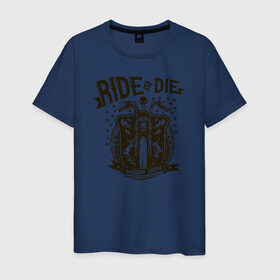 Мужская футболка хлопок с принтом Ride or Die в Курске, 100% хлопок | прямой крой, круглый вырез горловины, длина до линии бедер, слегка спущенное плечо. | америка | легенда | мото | мотоцикл