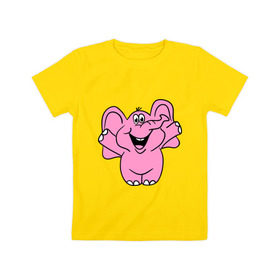 Детская футболка хлопок с принтом Розовый слон в Курске, 100% хлопок | круглый вырез горловины, полуприлегающий силуэт, длина до линии бедер | Тематика изображения на принте: слон