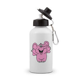 Бутылка спортивная с принтом Розовый слон в Курске, металл | емкость — 500 мл, в комплекте две пластиковые крышки и карабин для крепления | Тематика изображения на принте: слон