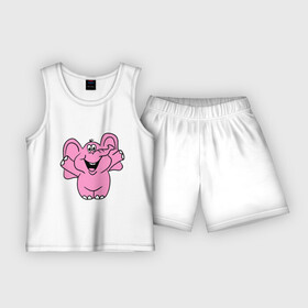 Детская пижама с шортами хлопок с принтом Розовый слон в Курске,  |  | Тематика изображения на принте: слон