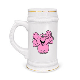 Кружка пивная с принтом Розовый слон в Курске,  керамика (Материал выдерживает высокую температуру, стоит избегать резкого перепада температур) |  объем 630 мл | Тематика изображения на принте: слон
