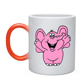 Кружка хамелеон с принтом Розовый слон в Курске, керамика | меняет цвет при нагревании, емкость 330 мл | Тематика изображения на принте: слон
