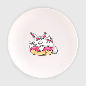 Тарелка с принтом Зайка в Курске, фарфор | диаметр - 210 мм
диаметр для нанесения принта - 120 мм | бублик | зайка | заяц | кролик | милаха | пончик