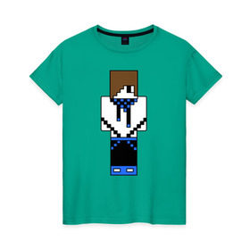 Женская футболка хлопок с принтом Лололошка майнкрафт в Курске, 100% хлопок | прямой крой, круглый вырез горловины, длина до линии бедер, слегка спущенное плечо | лололошка