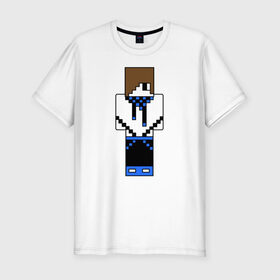 Мужская футболка премиум с принтом Лололошка майнкрафт в Курске, 92% хлопок, 8% лайкра | приталенный силуэт, круглый вырез ворота, длина до линии бедра, короткий рукав | лололошка