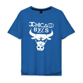 Мужская футболка хлопок Oversize с принтом Chicago Bulls fun logo в Курске, 100% хлопок | свободный крой, круглый ворот, “спинка” длиннее передней части | chicago bulls | антибрэнд