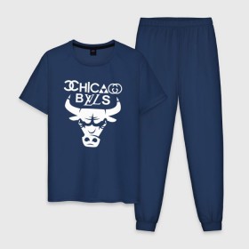 Мужская пижама хлопок с принтом Chicago Bulls fun logo в Курске, 100% хлопок | брюки и футболка прямого кроя, без карманов, на брюках мягкая резинка на поясе и по низу штанин
 | chicago bulls | антибрэнд