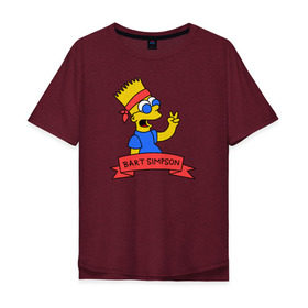 Мужская футболка хлопок Oversize с принтом Барт Симпсон - Мир в Курске, 100% хлопок | свободный крой, круглый ворот, “спинка” длиннее передней части | bart simpson | барт | мир | симпсоны
