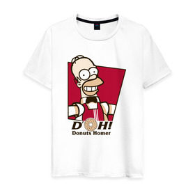 Мужская футболка хлопок с принтом Doh в Курске, 100% хлопок | прямой крой, круглый вырез горловины, длина до линии бедер, слегка спущенное плечо. | Тематика изображения на принте: gomer | homer | симпсонs | симпсоны