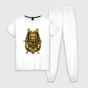 Женская пижама хлопок с принтом Локи фараон в Курске, 100% хлопок | брюки и футболка прямого кроя, без карманов, на брюках мягкая резинка на поясе и по низу штанин | loki