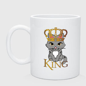 Кружка с принтом король кот в Курске, керамика | объем — 330 мл, диаметр — 80 мм. Принт наносится на бока кружки, можно сделать два разных изображения | Тематика изображения на принте: cat | king | король | корона | кот