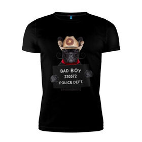 Мужская футболка премиум с принтом Bad boy в Курске, 92% хлопок, 8% лайкра | приталенный силуэт, круглый вырез ворота, длина до линии бедра, короткий рукав | bad | dog | собака