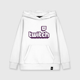 Детская толстовка хлопок с принтом Twitch Logo в Курске, 100% хлопок | Круглый горловой вырез, эластичные манжеты, пояс, капюшен | 