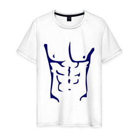 Мужская футболка хлопок с принтом Накаченное тело в Курске, 100% хлопок | прямой крой, круглый вырез горловины, длина до линии бедер, слегка спущенное плечо. | идеальный | кубики | пресс | тело | торс