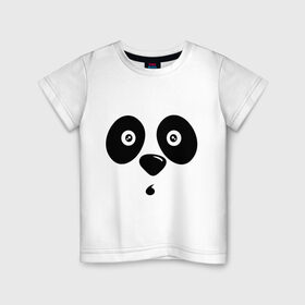 Детская футболка хлопок с принтом Мордочка панды в Курске, 100% хлопок | круглый вырез горловины, полуприлегающий силуэт, длина до линии бедер | Тематика изображения на принте: панда