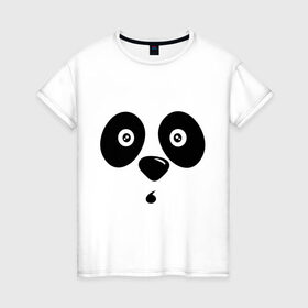 Женская футболка хлопок с принтом Мордочка панды в Курске, 100% хлопок | прямой крой, круглый вырез горловины, длина до линии бедер, слегка спущенное плечо | панда