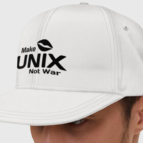 Кепка снепбек с прямым козырьком с принтом Make unix, not war в Курске, хлопок 100% |  | Тематика изображения на принте: make | unix | юникс
