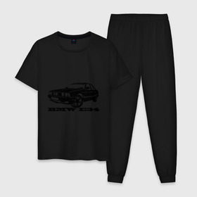 Мужская пижама хлопок с принтом BMW e34 5 series в Курске, 100% хлопок | брюки и футболка прямого кроя, без карманов, на брюках мягкая резинка на поясе и по низу штанин
 | Тематика изображения на принте: bmw | e34 | бмв