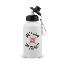 Бутылка спортивная с принтом Metallica (San Francisco) в Курске, металл | емкость — 500 мл, в комплекте две пластиковые крышки и карабин для крепления | metallica | san francisco
