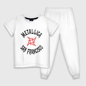 Детская пижама хлопок с принтом Metallica (San Francisco) в Курске, 100% хлопок |  брюки и футболка прямого кроя, без карманов, на брюках мягкая резинка на поясе и по низу штанин
 | metallica | san francisco