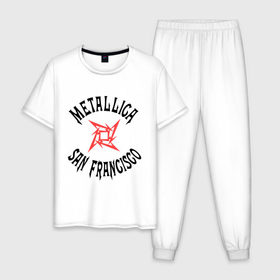 Мужская пижама хлопок с принтом Metallica (San Francisco) в Курске, 100% хлопок | брюки и футболка прямого кроя, без карманов, на брюках мягкая резинка на поясе и по низу штанин
 | metallica | san francisco