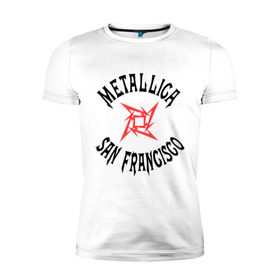 Мужская футболка премиум с принтом Metallica (San Francisco) в Курске, 92% хлопок, 8% лайкра | приталенный силуэт, круглый вырез ворота, длина до линии бедра, короткий рукав | metallica | san francisco