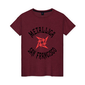 Женская футболка хлопок с принтом Metallica (San Francisco) в Курске, 100% хлопок | прямой крой, круглый вырез горловины, длина до линии бедер, слегка спущенное плечо | metallica | san francisco