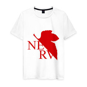 Мужская футболка хлопок с принтом Евангелион NERV в Курске, 100% хлопок | прямой крой, круглый вырез горловины, длина до линии бедер, слегка спущенное плечо. | nerv | аниме | евангелион