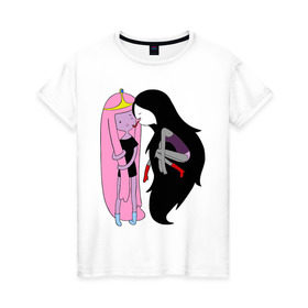 Женская футболка хлопок с принтом Adventure Time Kiss в Курске, 100% хлопок | прямой крой, круглый вырез горловины, длина до линии бедер, слегка спущенное плечо | adventure time | время приключений