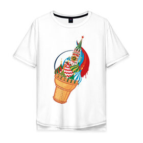 Мужская футболка хлопок Oversize с принтом Кремль в Курске, 100% хлопок | свободный крой, круглый ворот, “спинка” длиннее передней части | кремль | мороженое | москва | собор
