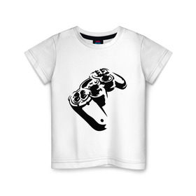 Детская футболка хлопок с принтом Геймпад (Джойстик) в Курске, 100% хлопок | круглый вырез горловины, полуприлегающий силуэт, длина до линии бедер | Тематика изображения на принте: джойстик