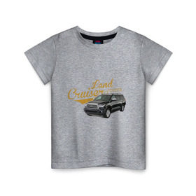 Детская футболка хлопок с принтом Toyota Land Cruiser в Курске, 100% хлопок | круглый вырез горловины, полуприлегающий силуэт, длина до линии бедер | toyota land cruiser | авто | автомобилистам | водителям | машина | ретро | тачка