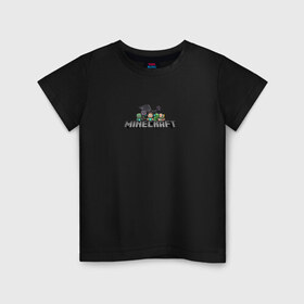 Детская футболка хлопок с принтом Minecraft лого в Курске, 100% хлопок | круглый вырез горловины, полуприлегающий силуэт, длина до линии бедер | 