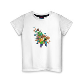 Детская футболка хлопок с принтом Майнкрафт в Курске, 100% хлопок | круглый вырез горловины, полуприлегающий силуэт, длина до линии бедер | для фанатов майнкрафта игра | мinecraft